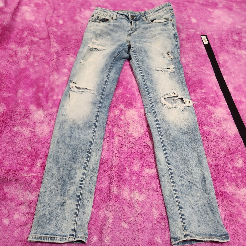 American Eagle Skinny Jeans Mens 31x32 Light Wash Distressed Next‎ Level Flex - Picture 3 of 13